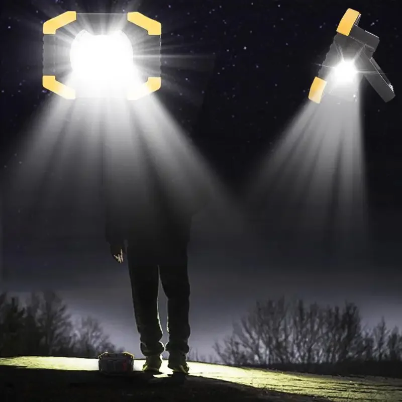 Proiettore da lavoro portatile Lampada da campeggio Lanterna Faretti Lampada solare da 50 W Torcia a LED ricaricabile USB Faretto
