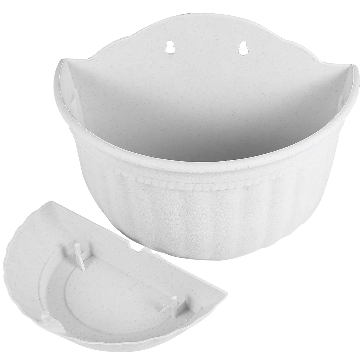 

Half Circle Hanging Flower Pot Small 2987 White Durable Plastic Wall Mounted Planter Tray Indoor Plants Balcony Garden Save
