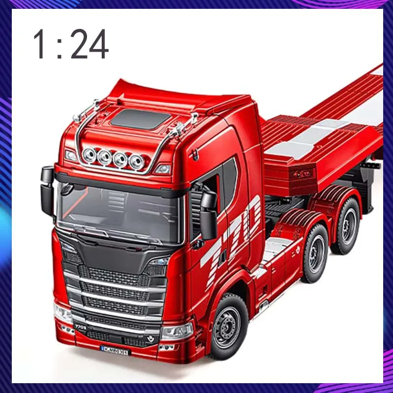 RC Car 1302A Truck Car Head 770S V8 1/24 RC Alloy Tractor Truck Engineering Trailer Truck With Light Sound Tractor Toy Men Gift