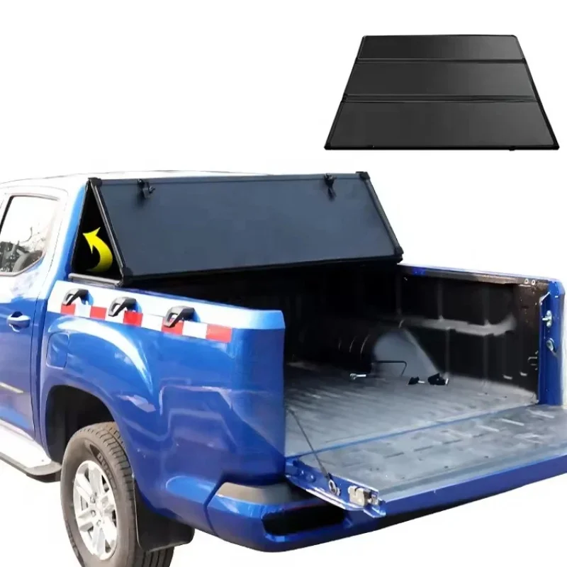 

Aluminum Alloy Hard Tri-Fold Tonneau Cover Pickup Truck Bed Cover Double Cab
