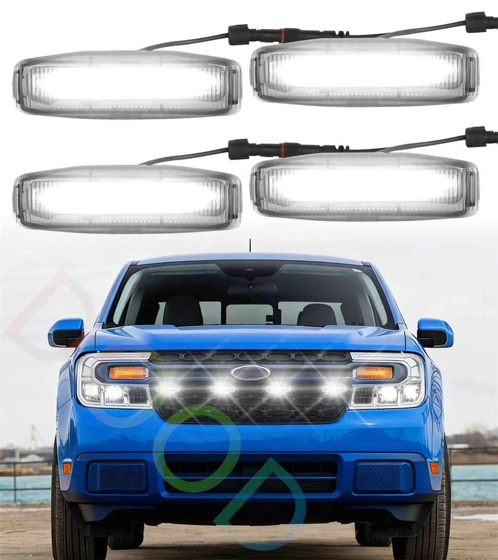 

White Led Grill Grille Lights fit for 2022 2023 2024 Ford Maverick XLT XLT Tremor LED Grills Light Accessories
