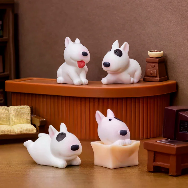 Cute Mini Bullhead Terrier Dog Figurines Micro Landscape﻿ Car Dashboard Home Desktop Ornaments