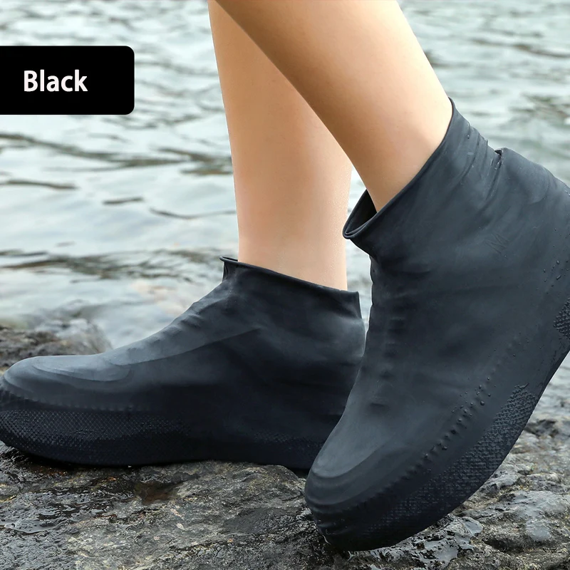 1/2Pair Reusable Non-slip Silicone Waterproof Shoes Covers Rubber For Outdoor Use Gear Household Merchandises Rain Boot Covers
