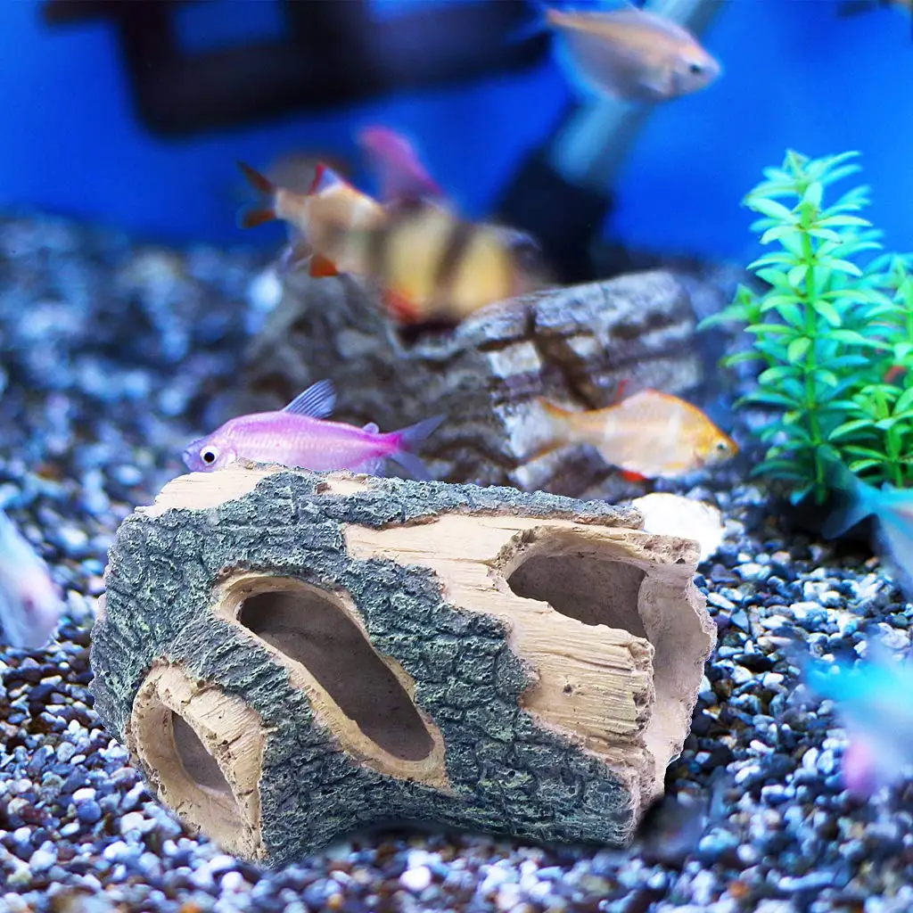 

Fish tank decoration wooden house aquarium hidden cave decoration aquatic pet shelter fish hole hidden spawning ground