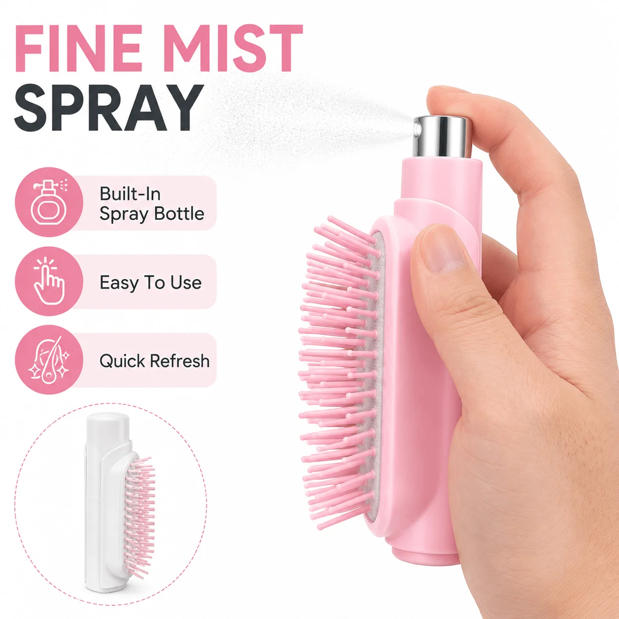 2 In 1 Refillable Spray Hair Brush Portable Detangling Massage Comb Fine Mist Water Spray Styling Comb for Home Travel Hair Care