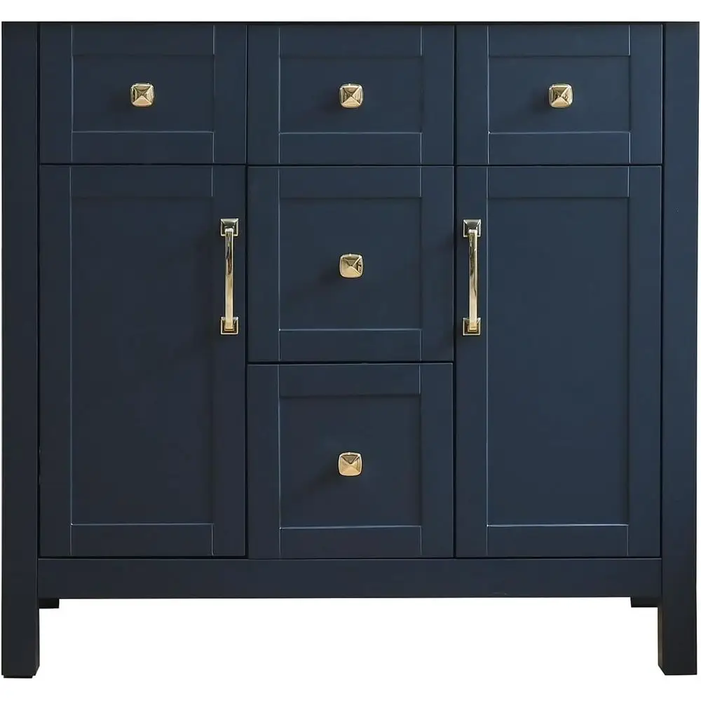

Navy Blue 36 Freestanding Bathroom Vanity with 2 Doors and 4 Drawers for Drop-In Sinks, Ample Storage