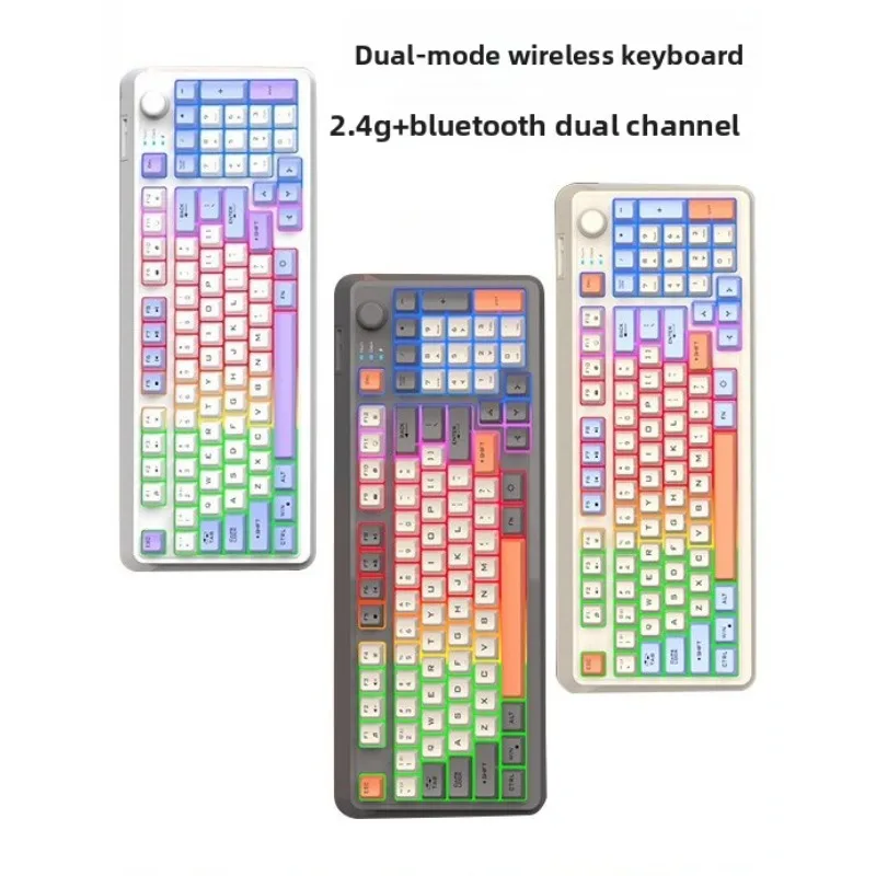 

94-клавишная Bluetooth-клавиатура, беспроводная игровая механическая клавиатура, стильная клавиатура с цветной подсветкой, эргономичная