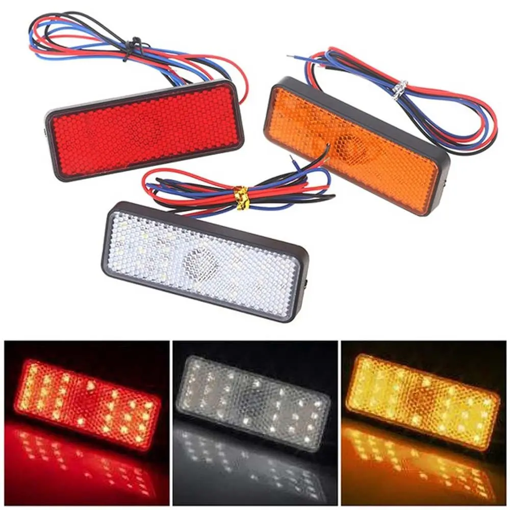 Light Bulbs White/Yellow/Red Motorcycle Rear Brake Lights Car Square Tail Lights Brake Stop Marker Lamp Turn Singal Light