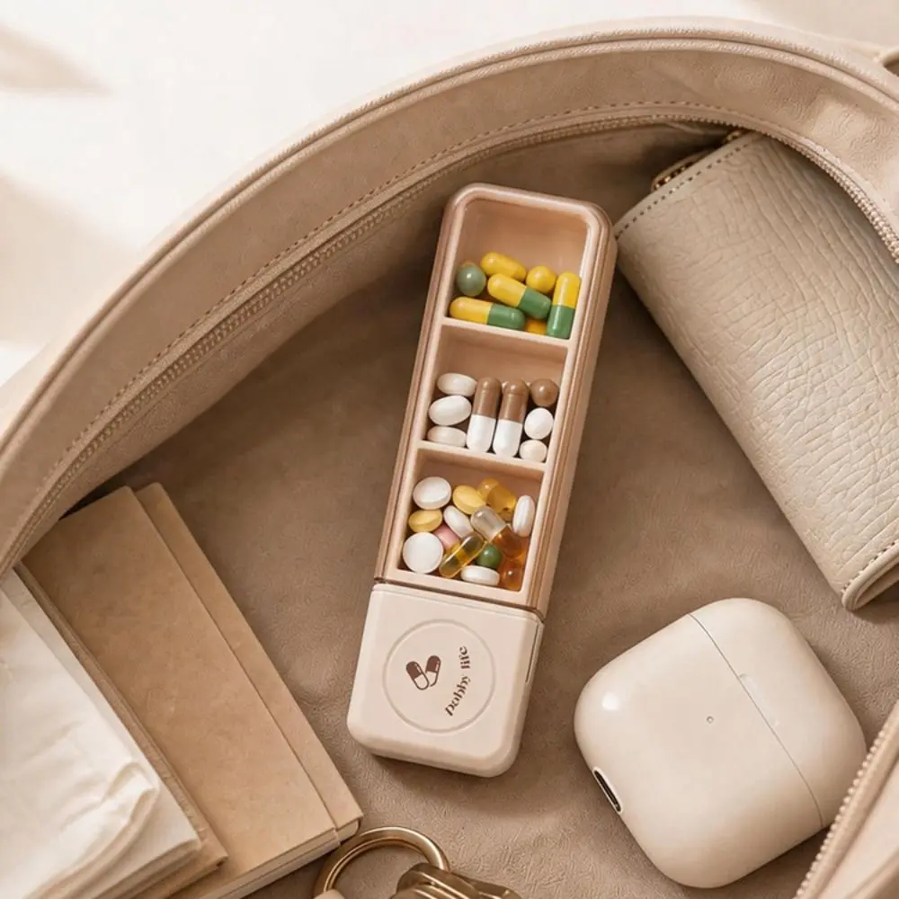 New 3 Compartment Pill Organizer with Pill Cutter 2-IN-1 Medicine Container Case Portable Pill Box Splitters