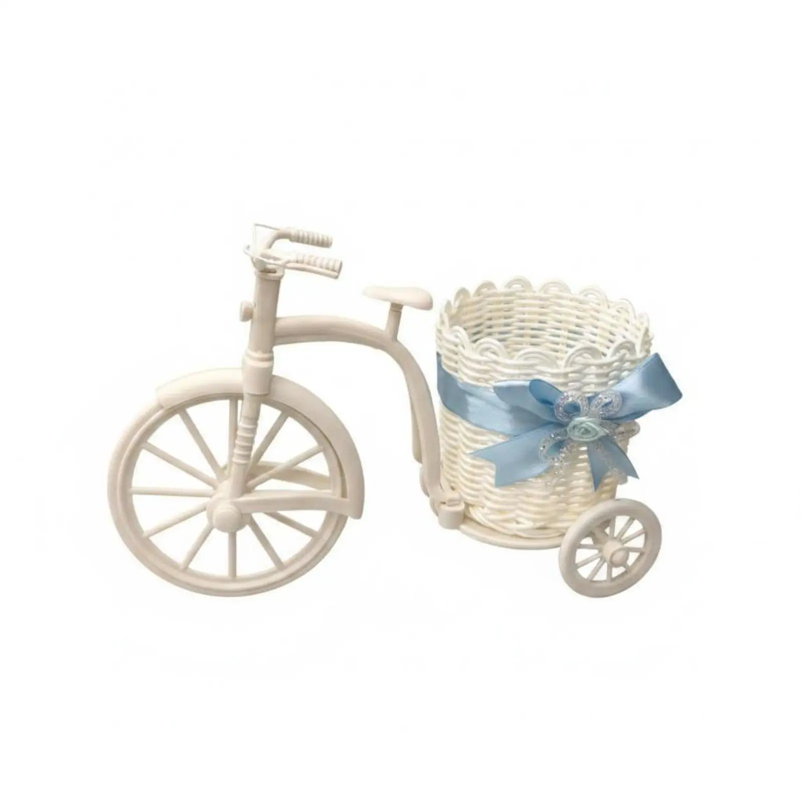 Tricycle Flower Basket Multi-Purpose Wicker Tricycle Basket Compact Size