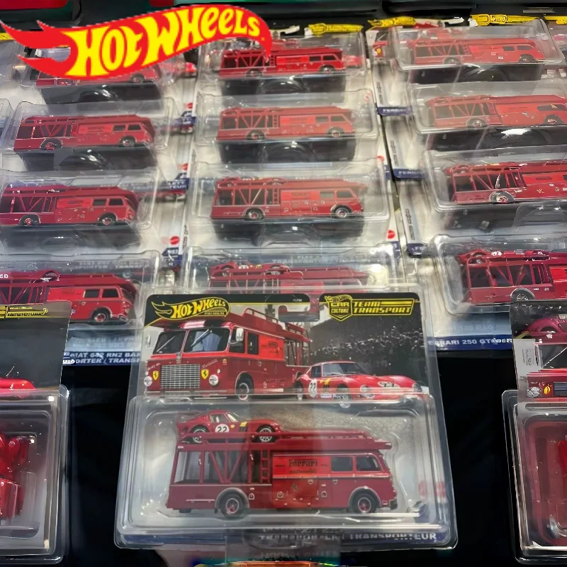 Hot Wheels Premium 1:64 Scale Car Culture Team Transport Toy Set with Ferrari Toyota Plymouth Mix for Vehicle Model Enthusiasts