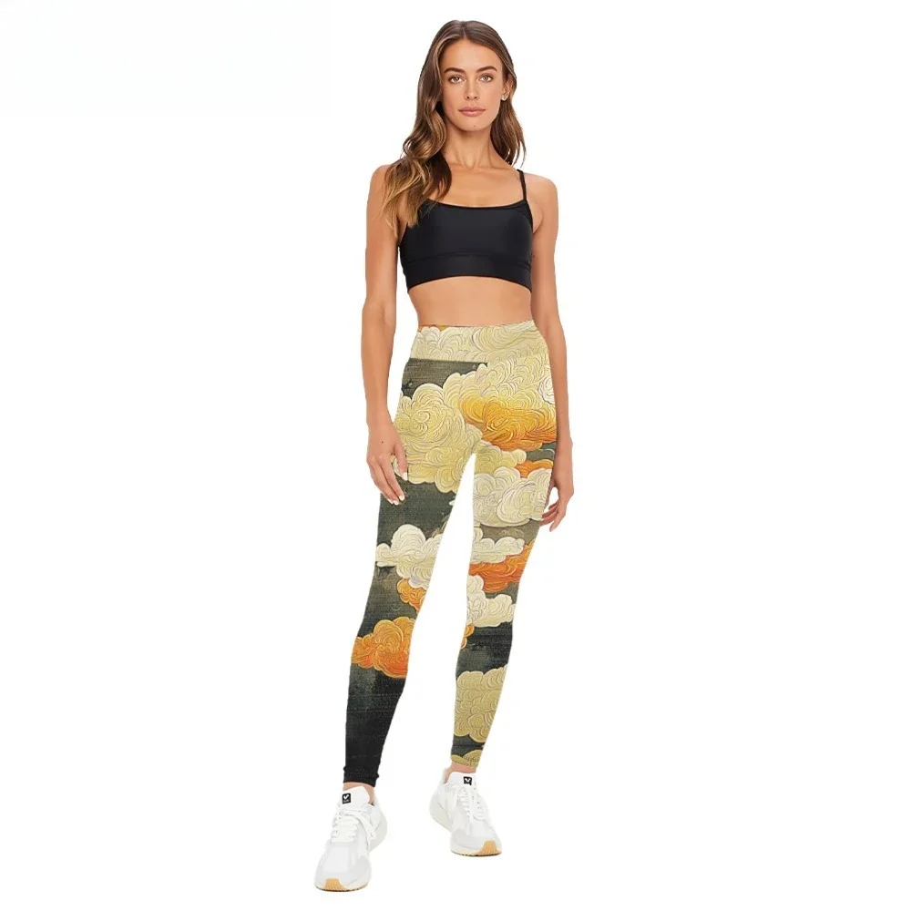 

High Waist Yoga Pants Abstract Art Fluid Printed Naked Feel All Season Leggings Slimming Workout Tights Trendy Fitness Bottoms