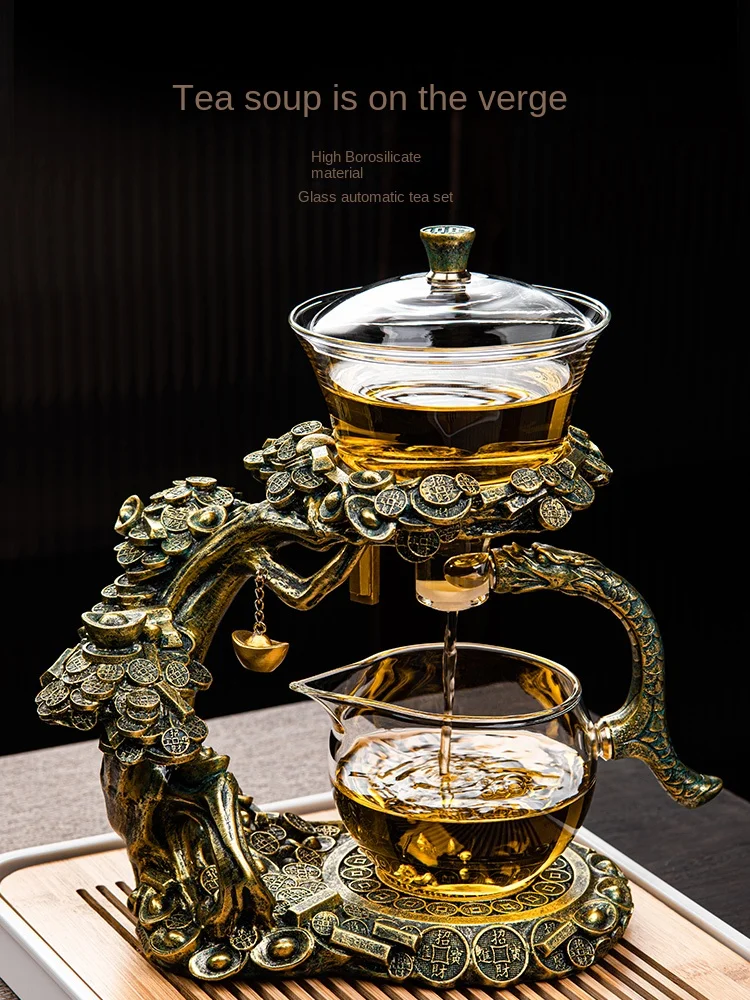 Glass magnetic automatic tea set