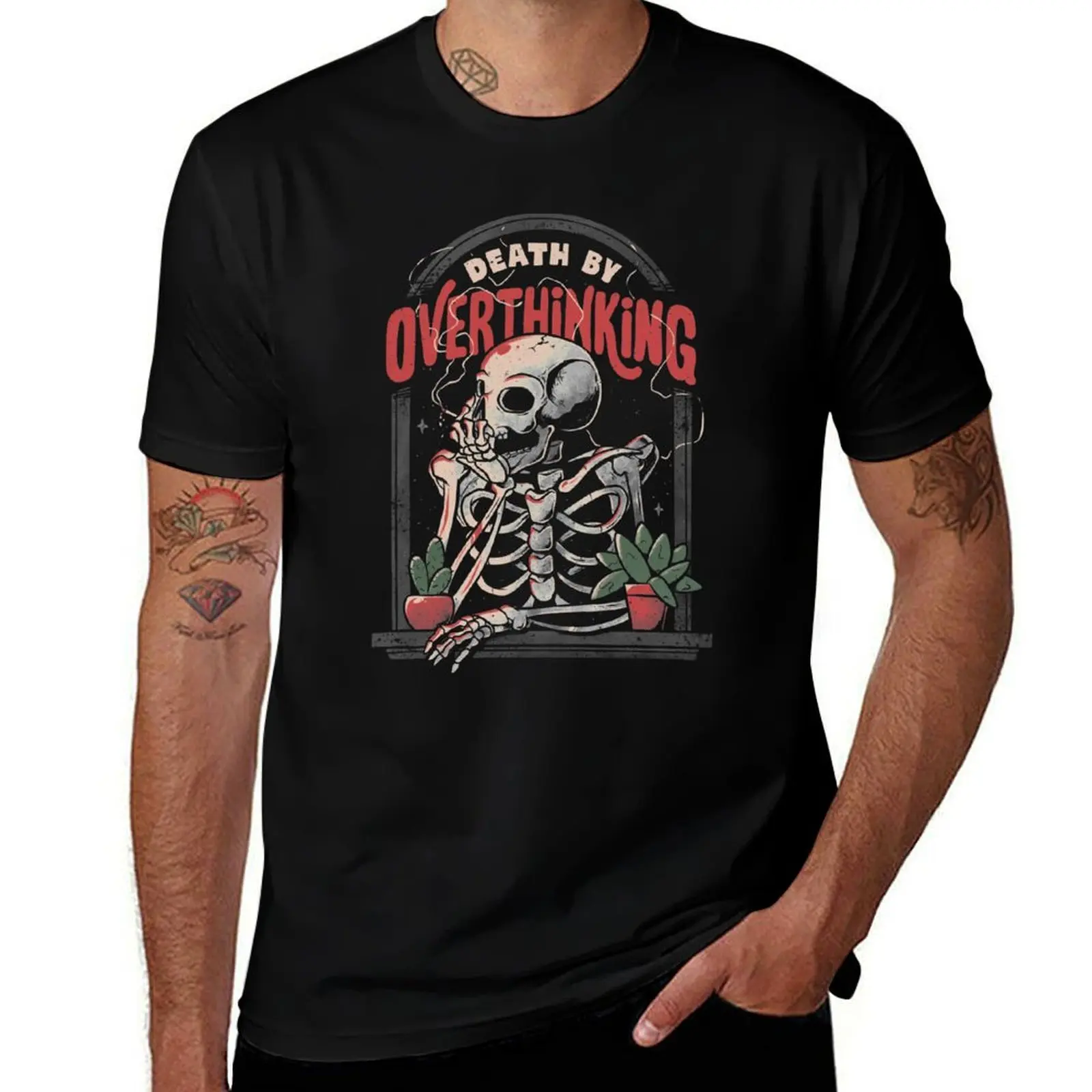 Death By Overthinking - Funny Skull Gift T-Shirt t shirt man luxury T-Shirt