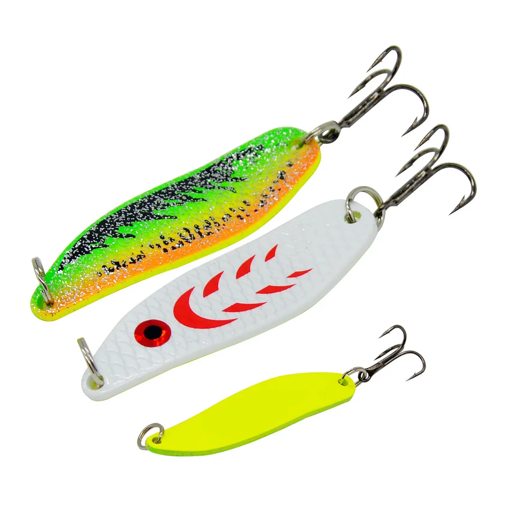 

14g Double-Side Painted Metal Spoon Lure Treble Hook Fishing Bait for Topmouth Culter Trout