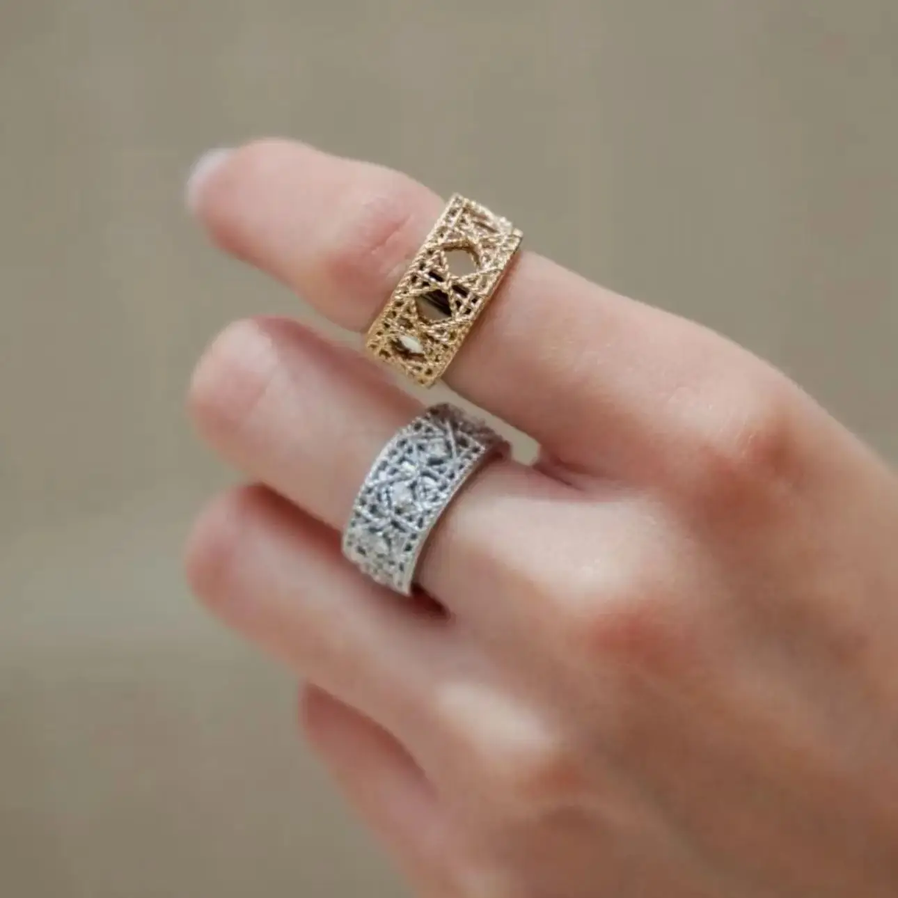 

New Luxury Designer Pure Ring Combination CoupleRing Bangle Line Cross Pattern Ring Women Trend Party Jewelry Accessory Hot Sale