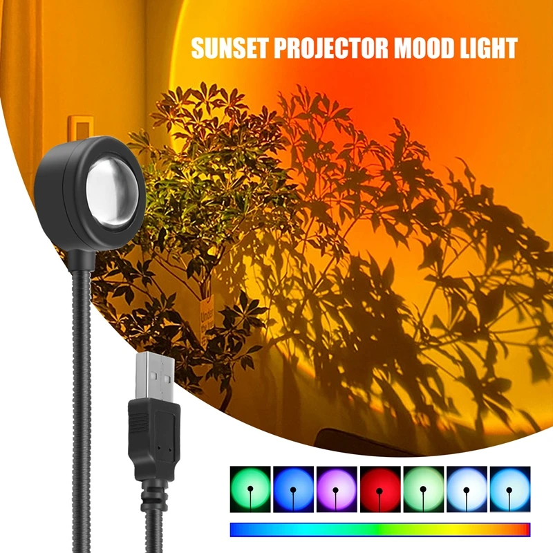 LED USB Sunset Lamp Night Light Projector Birthday Party Decoration Portable Mood Light For Bedroom Living