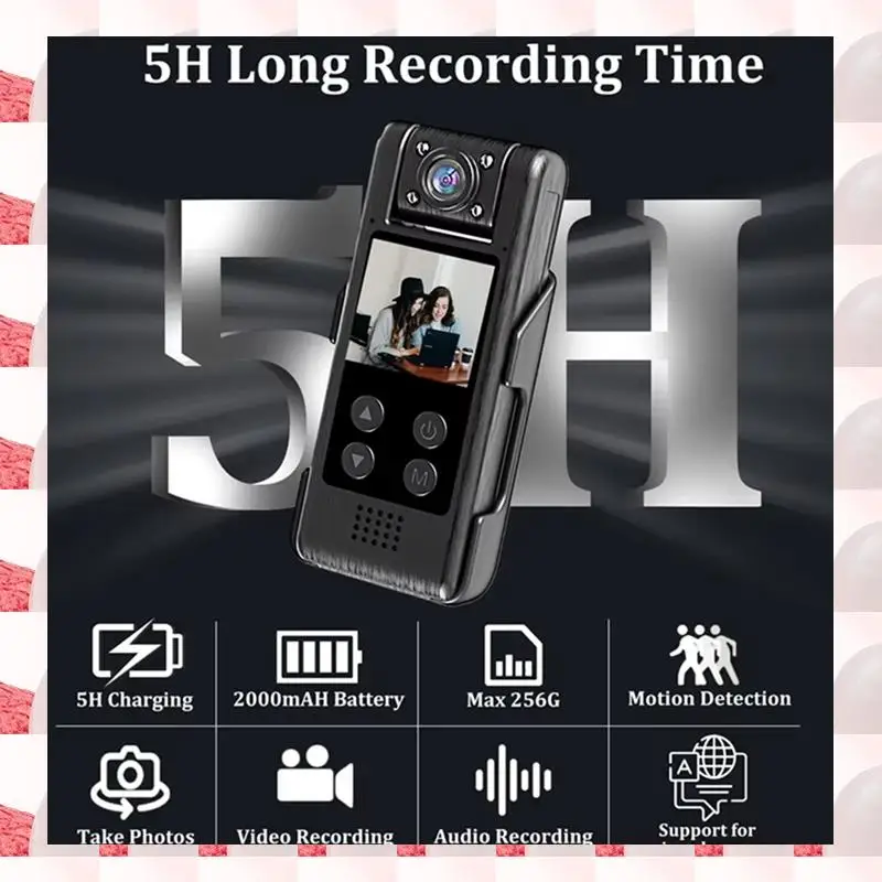 ABGN 4K Video Recording WIFI Body Camera Outdoor Night Vision With180° Rotatable Lens Mini Camcorder Camera