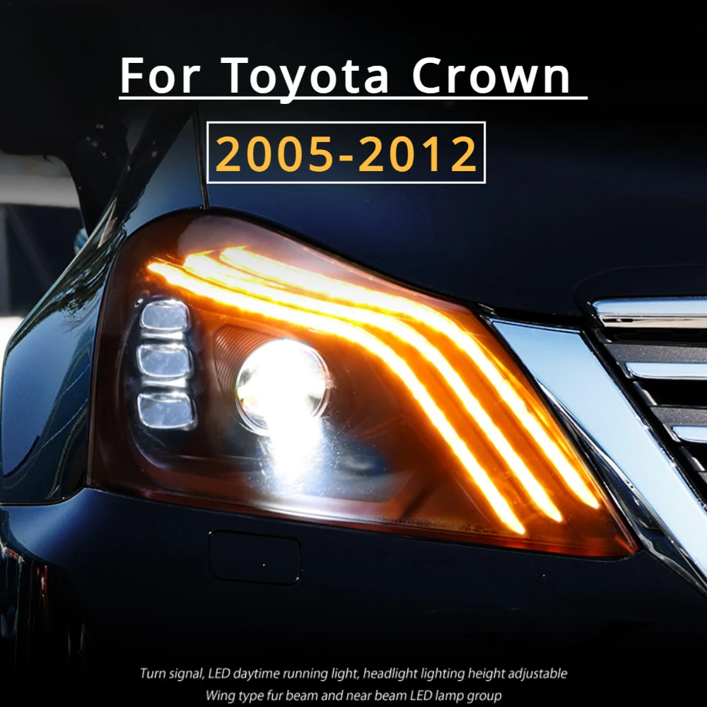 

2pcs Car Styling For Toyota Crown 2003-2009 2010 2011 2012 Led Headlight For Crown LED Dynamic Turn Signal Headlamp Accesspories
