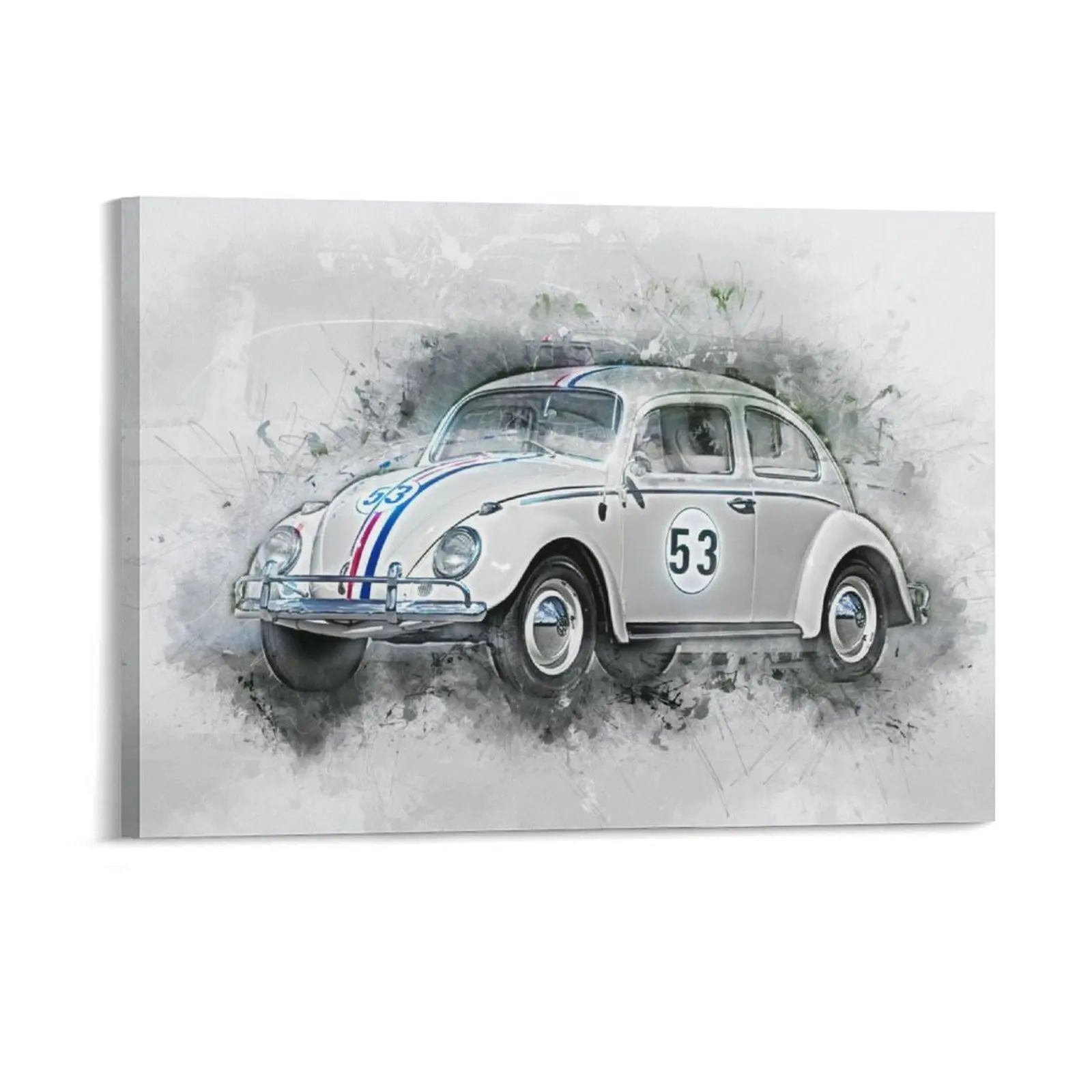 

Herbie The Beetle Bug Canvas Painting Bar Cave Wall Plaque Cinema Living Room Vintage Framed Wall Painting