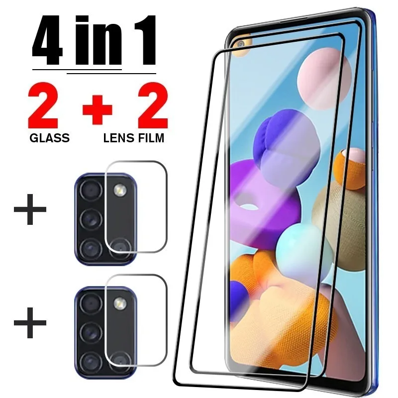 4 in1 Protective Glass For Samsung A72 A52 A70 A50 A71 A51 A32 A12 A21 A30 A42 Camrea Lens Film For Samsung M51 M31 M31S M21 M12