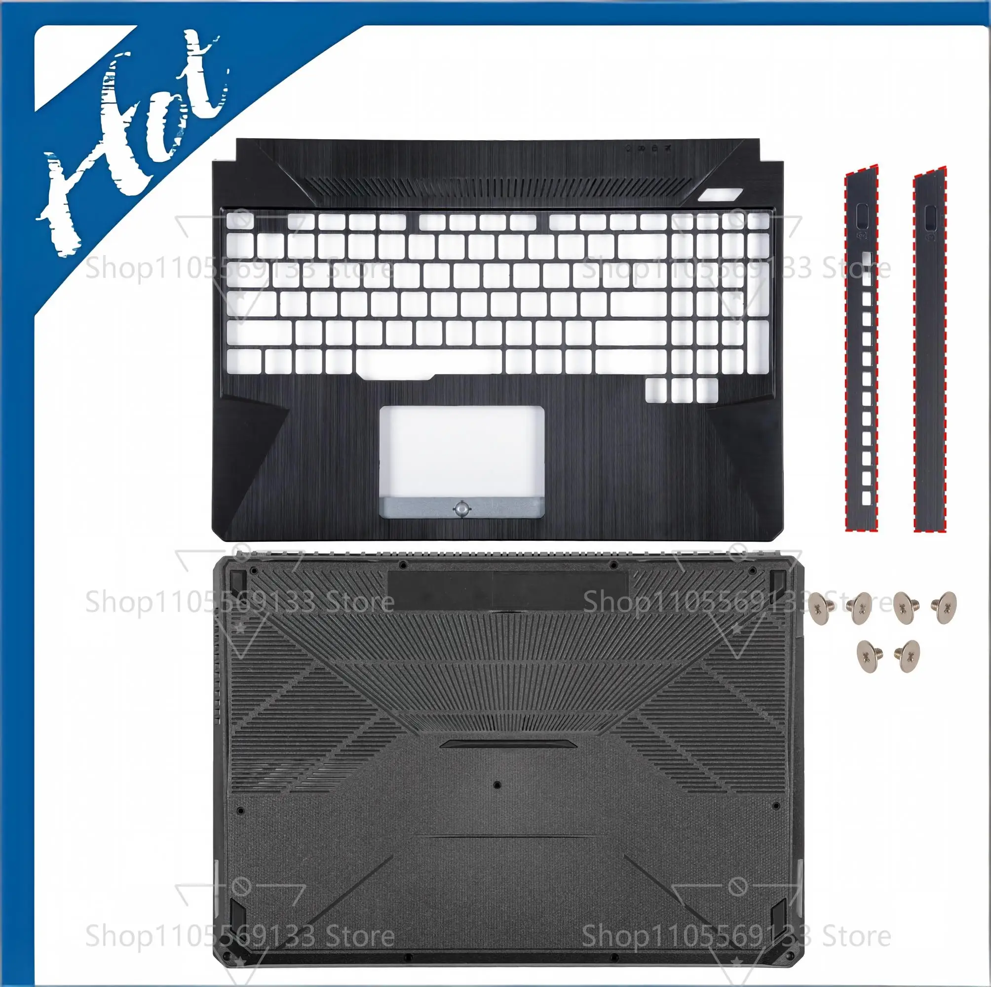 Корпус для ноутбука ASUS FX505 FX505G FX505GD FX505D FX86 FX86F FX86S FX95 FX95D: верхняя часть (пальмрест) и нижний корпус (корпус ПК) на замену