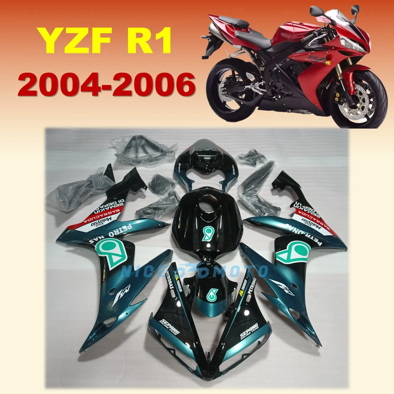 Motorcycle Fairing Kit Suitable for YAMAHA YZF R1 04 05 06 YZFR1 2004 2005 2006  ABS Plastic Injection Bright Beautiful Bodywork