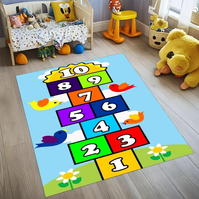 Game Rug Kids Learning Activity Play Mat Kids Shapes Numbers ABC Playroom Area Toddler Carpet Learning Play Mat Boy Girl Bedroom