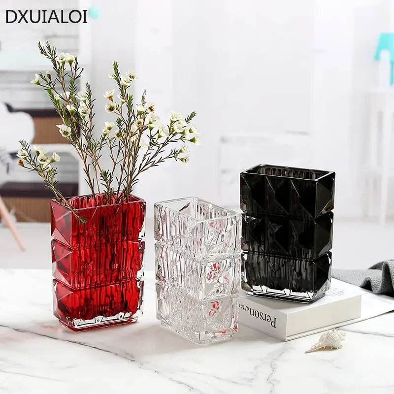 Home decor Modern simplicity Transparent crystal glass vase Aquaculture vase container Electroplated color flower vase Gift