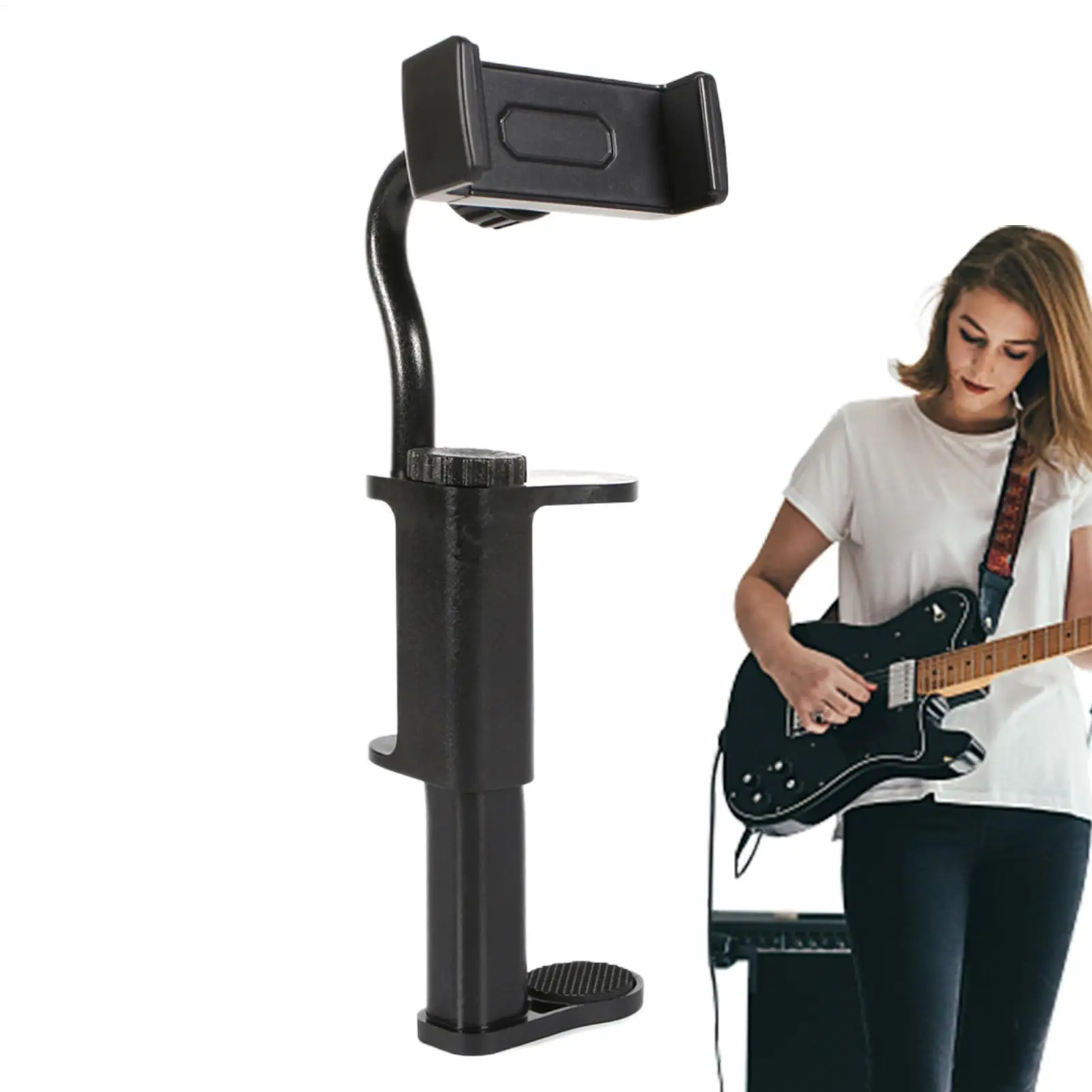Guitar Phone Stand Guitar Stand Phone Holder Smartphone Clip Attachment for Streaming Relaxing Traveling Exercising Watching