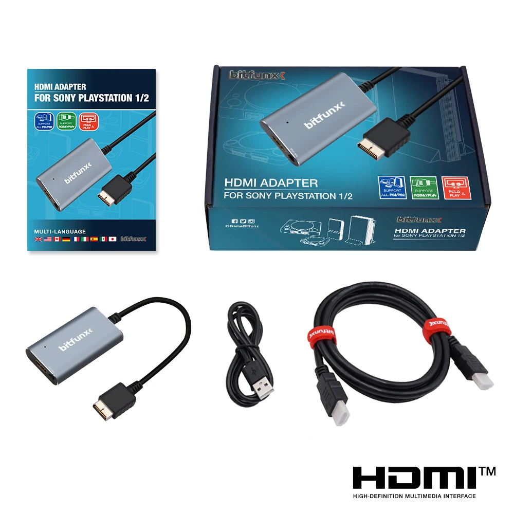 Convertitore Bitfunx da PS2 a HDMI per console di gioco PS2 PS1 PlayStation 1/2 con switch da RGB a YPbPr