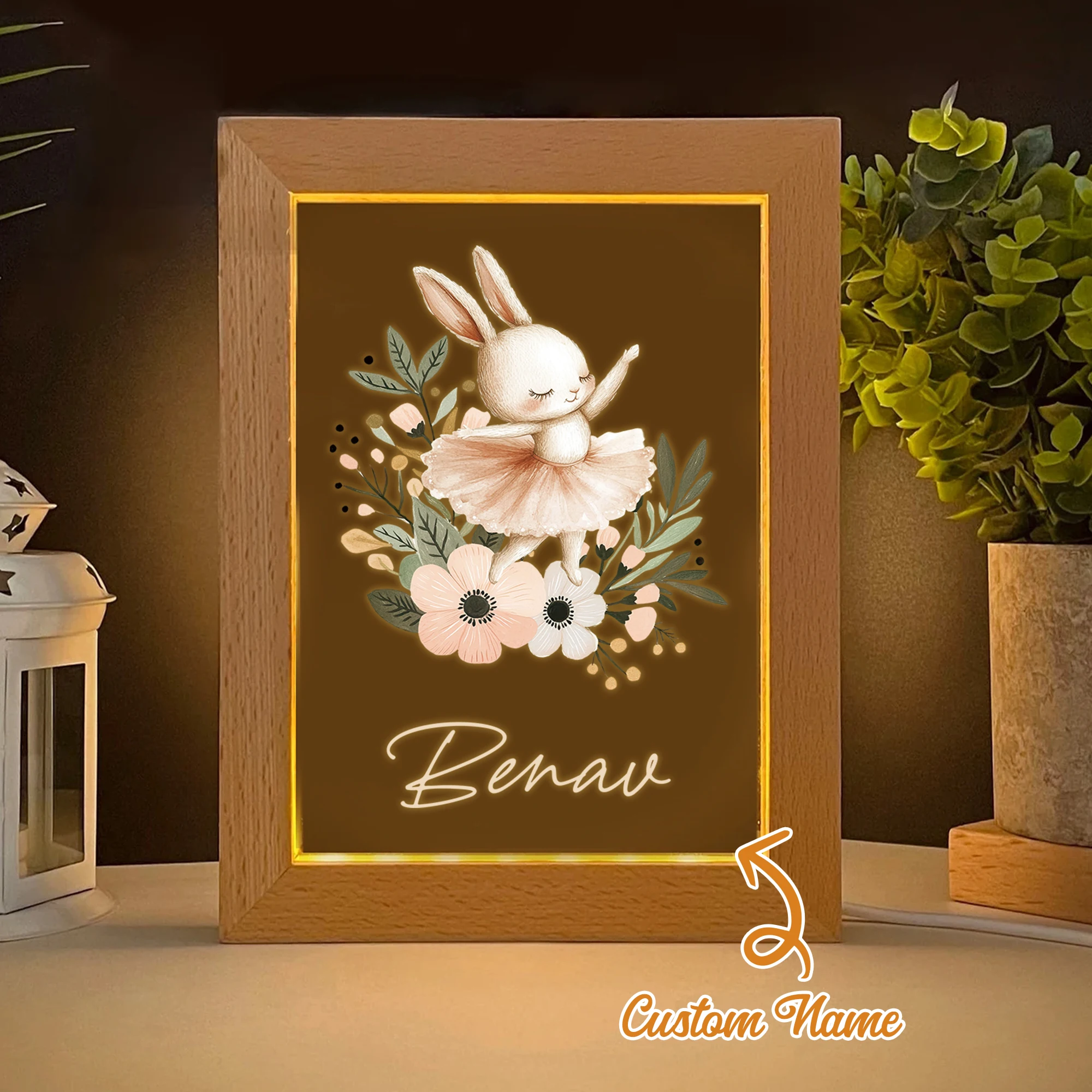 

Bunny Dance LED Night View Photo Frame Custom Gift Family Living Room Bedroom Dining Room Home Decoration