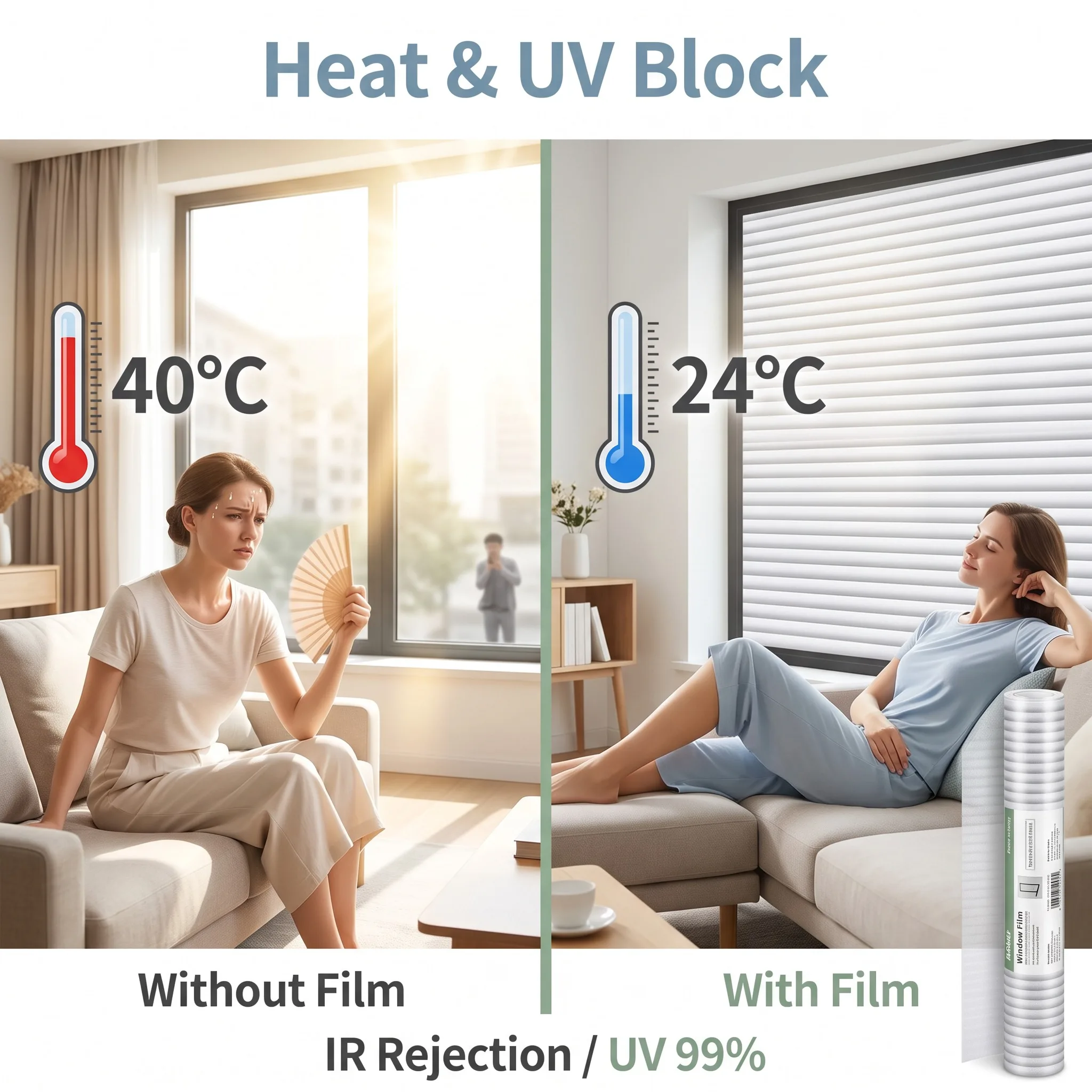 Blinds Window Film Privacy Decorative Frosted Glass Static Cling for Home Bathroom Living Room Glass Door Decor