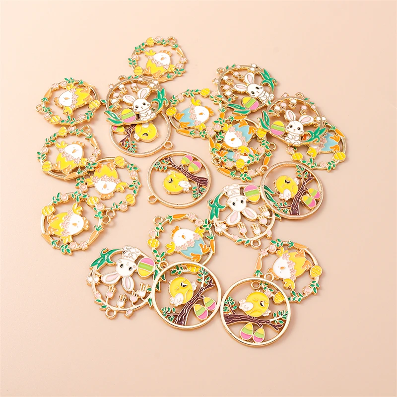 

20pcs Cartoon Animal Charms Enamel Rabbit Chick Charms Pendants for Jewelry Making Drop Earrings Necklaces DIY Crafts Supplies