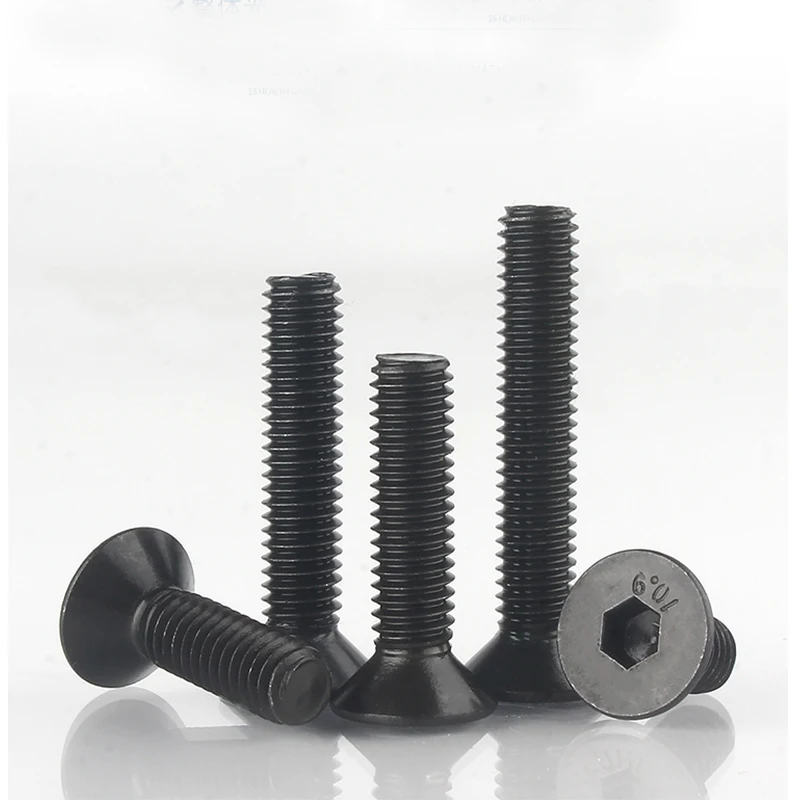 10/50pcs DIN7991 M2 M2.5 M3 M4 M5 M6 Pure Flat Countersunk Head Hex Hexagon Socket Screws 10.9 Grade Carbon Black Allen Bolt