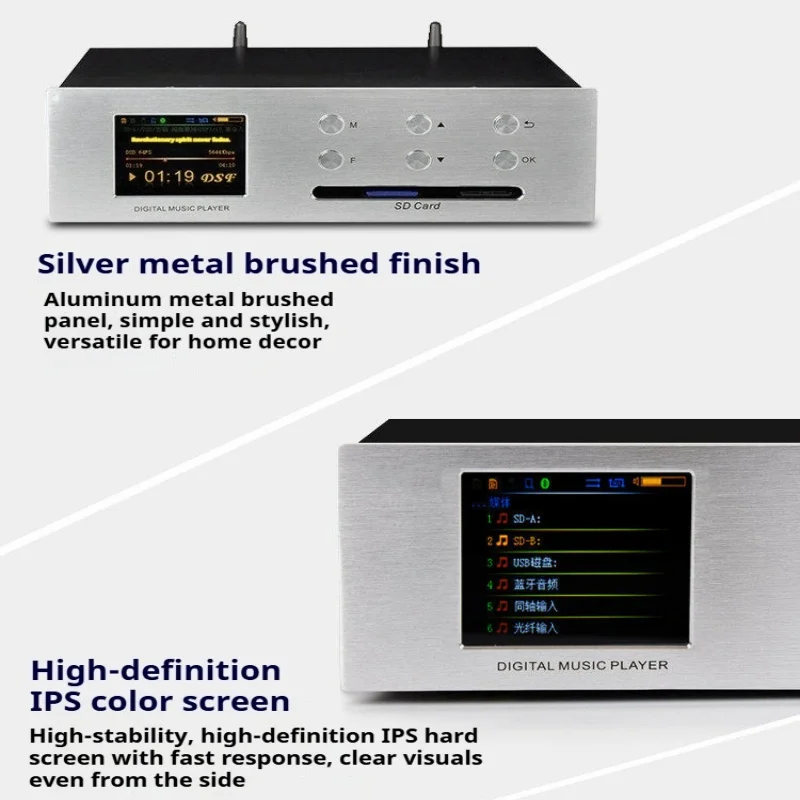 Desktop Lossless Audio DAC Player Bluetooth Receiver DSD Decoding Multi-source Input USB SD Optical Coax HiRes Music Decoder