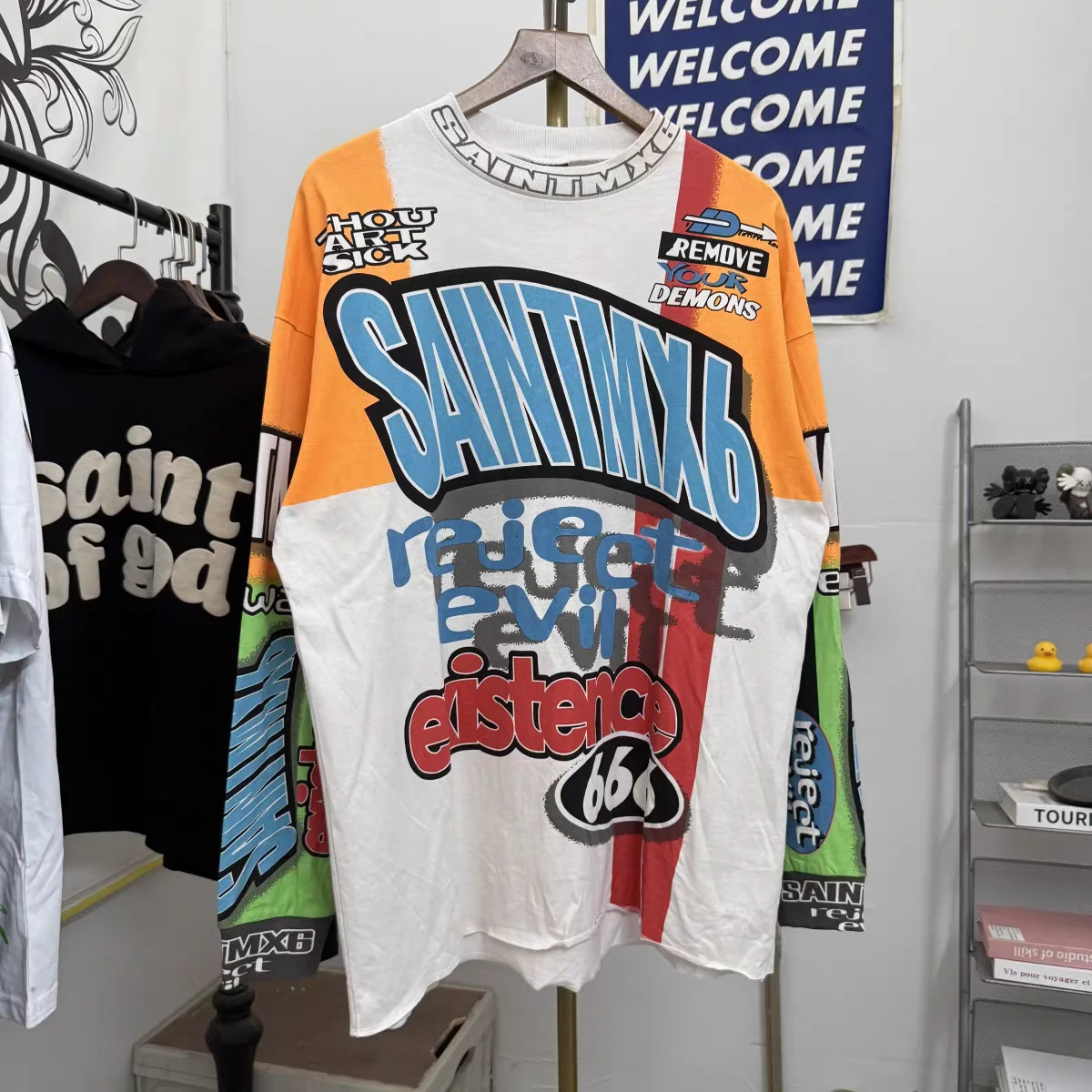 SAINT LS TEE/MOTOCLOSS Motorcycle Retro Long Sleeve T-shirt Men Women T Shirt Top Tees
