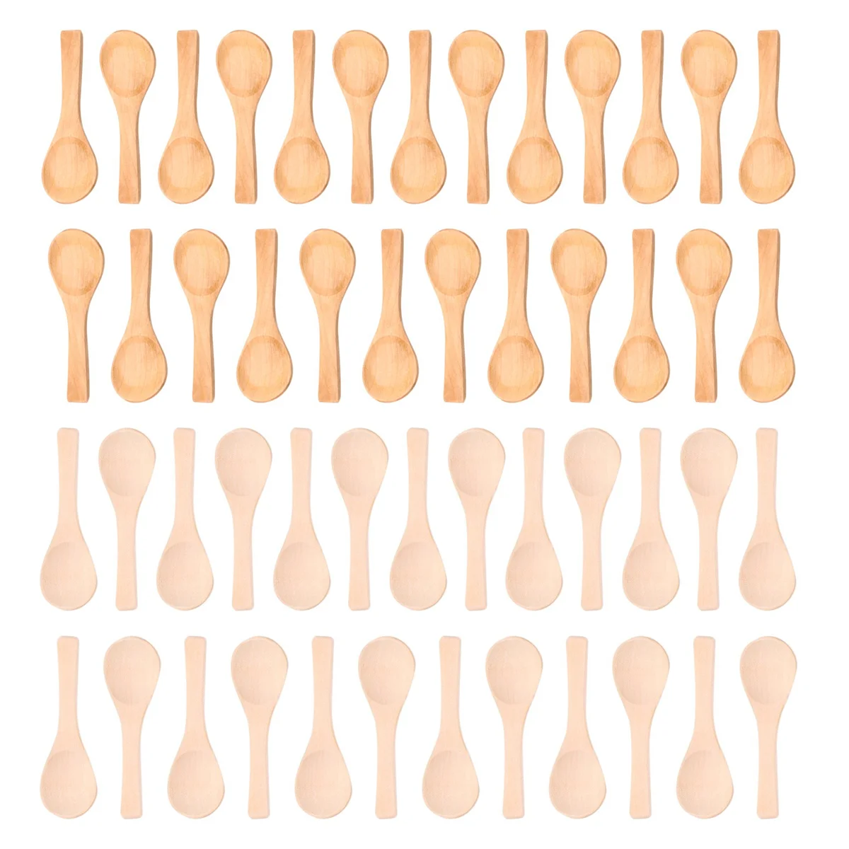 

50 Pieces of Small Wooden Spoon Mini Natural Spoon Wood Honey Teaspoon for Kitchen (Mixed Color)