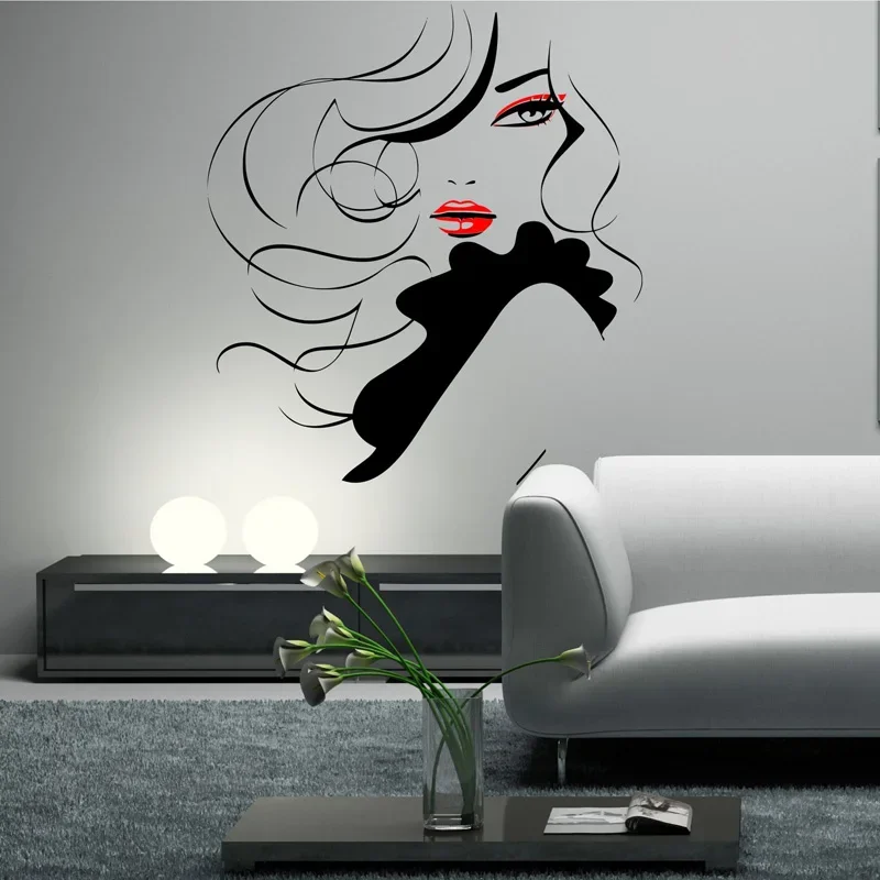 Pin Up Girl Women Modern Hair Salon Wall Sticker Vinyl interior decoration room Beauty Salon Decal removable Mural Transfer F796