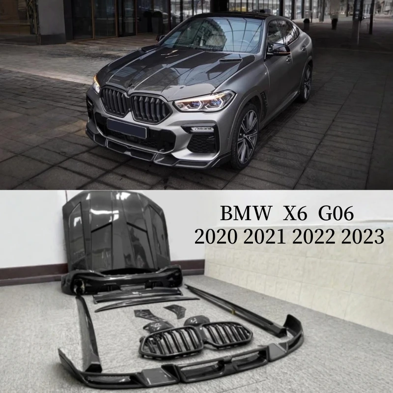 

For BMW X6 G06 2020-2023 Carbon Fiber Front Lip Rear Bumper Diffuser Spoiler Side Skirt Grills Mirror Cover Body Kit Splitter
