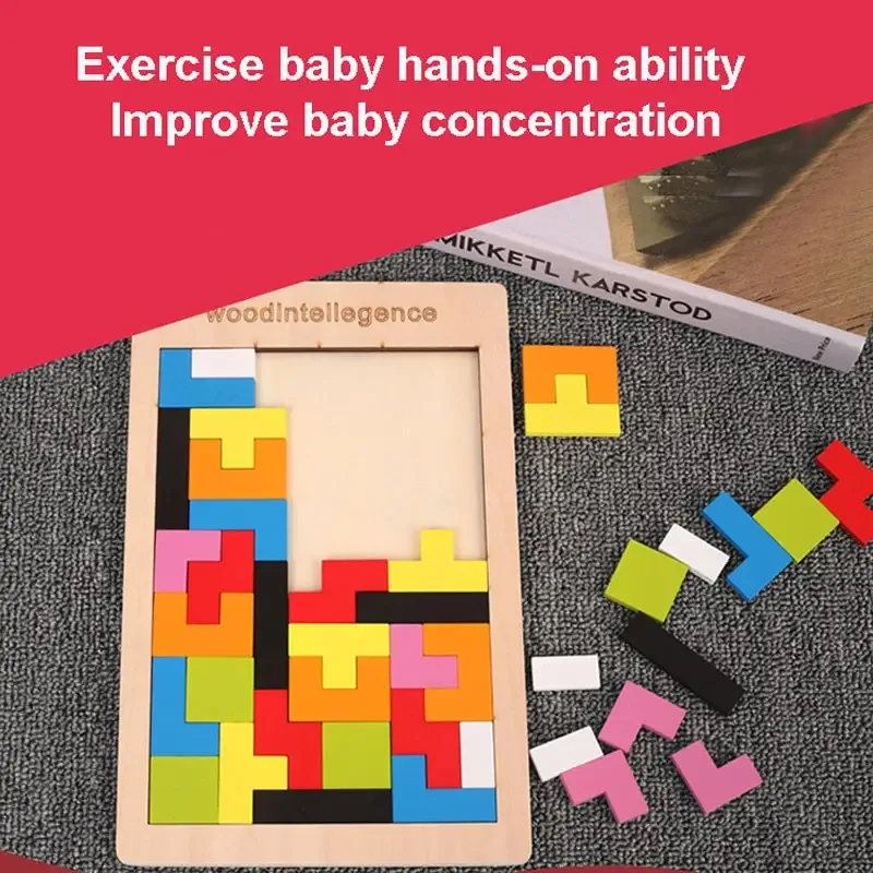 Montessori Wooden Puzzle Toy, Brain Teaser Logic Game for Kids, Early Learning Educational Toys for Children, Birthday Gift for