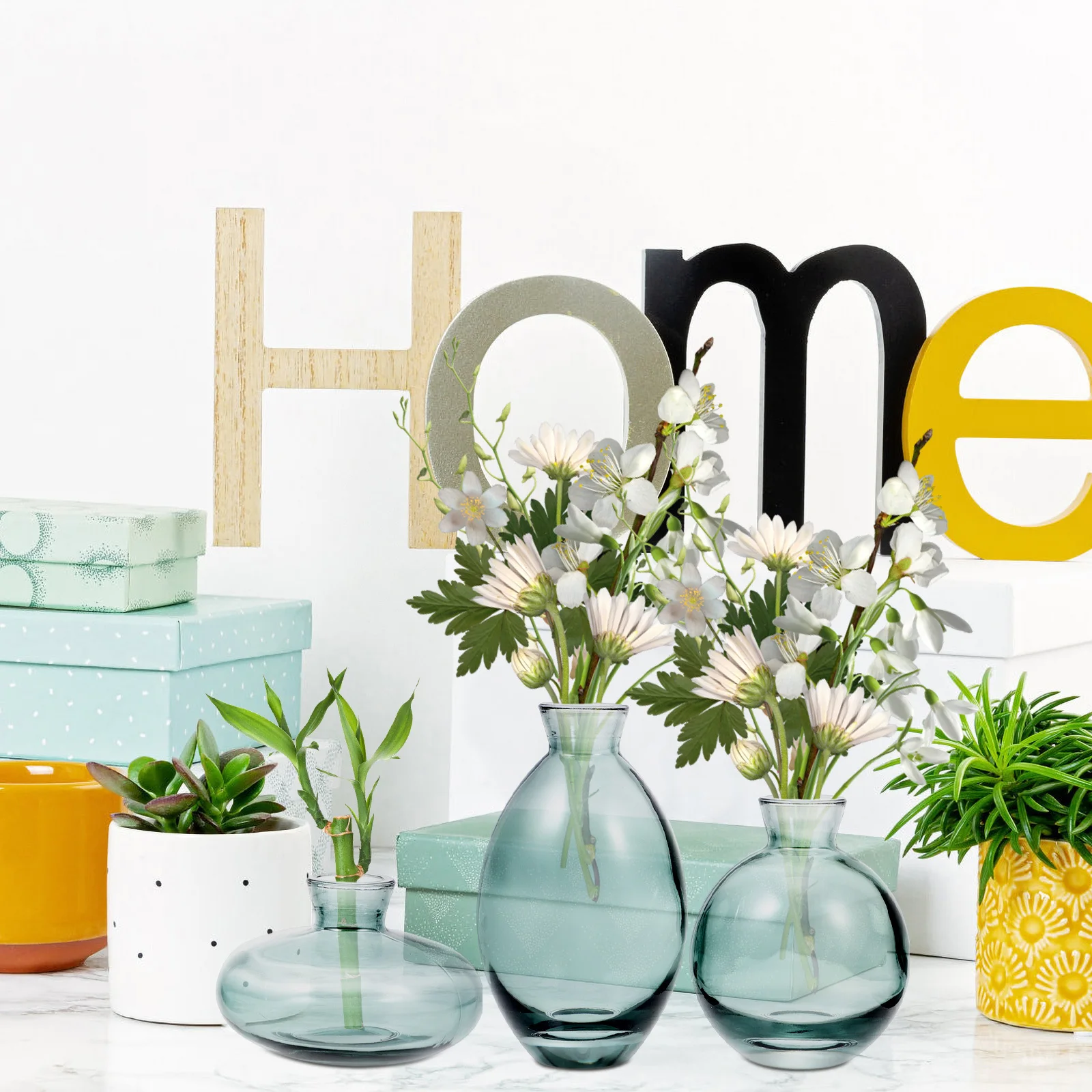 

3 Pcs Small Floral Containers Flower Vases for Tables Flowers Green Mini Retro Decor