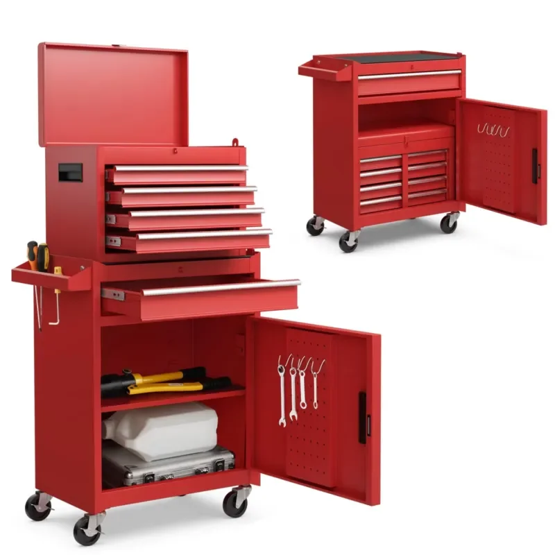 Heavy Duty Stainless Steel Tool Cabinet Cart Complete Set Utility Tools for Workshop Garage Automotive Repair Storage