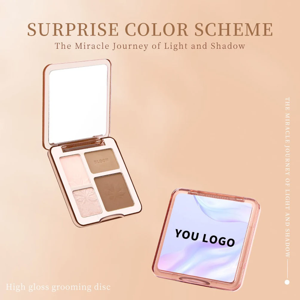 Private Label Contour Concealer Blush Palette DIY Custom Logo Highlighter Contouring Palette Brighten Three-dimensional Makeup