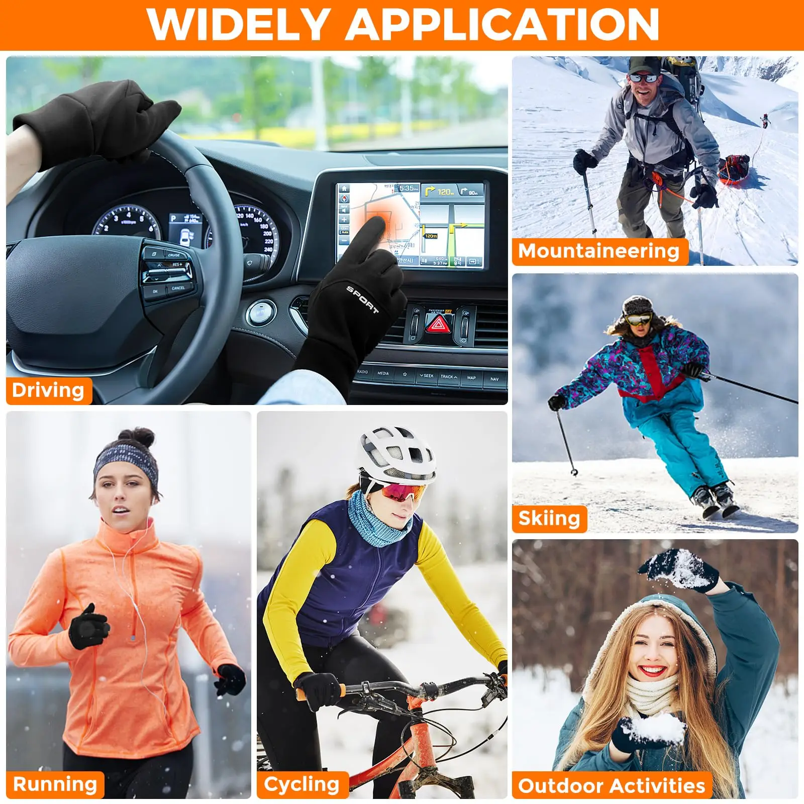 Winter Warm Touch Screen Gloves Winter Waterproof Non-slip Motorbike Riding Gloves Outdoor Supplies for Fishing Ski Running