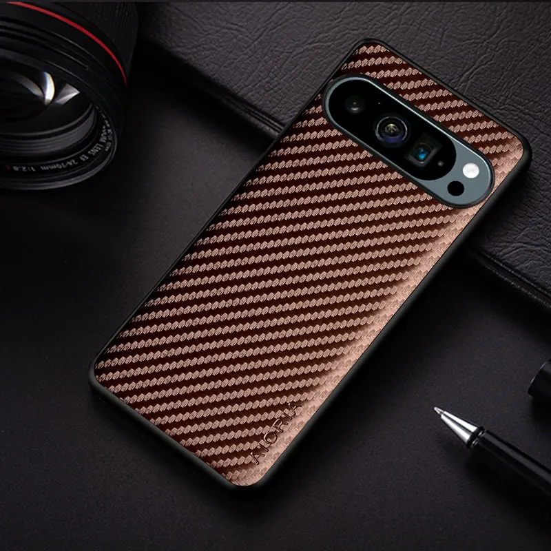 Carbon Fibre Shockproof Slim Case for Google Pixel 9 Pro XL Non-Slip Full Body Protective Phone Case