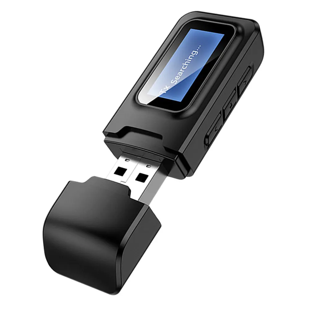 

Mini Wireless 5.0 Audio Adapter Transmitter Receiver LCD Screen for Stereo System AUX Home Car Use Lightweight Durable