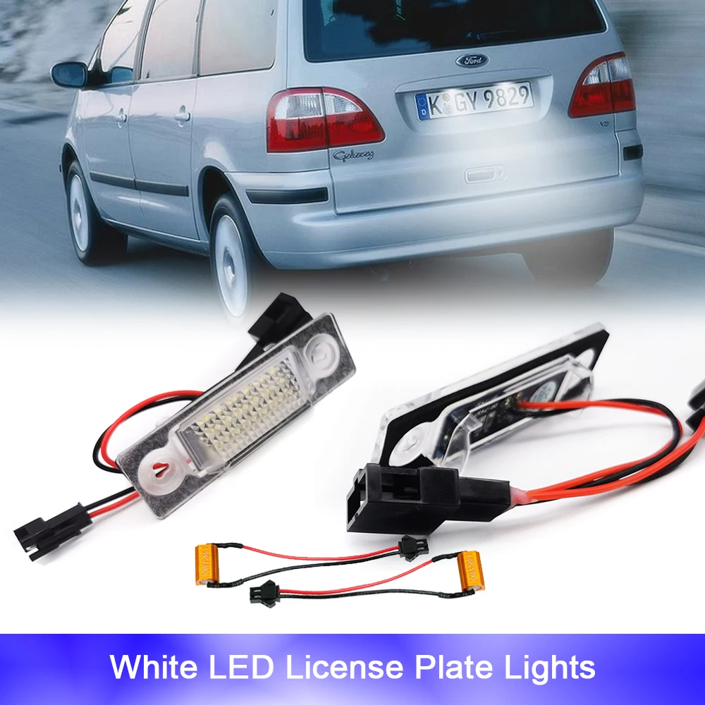 LED Rear Tail License Plate Lights Canbus Free Error For Seat Alhambra VW Sharan Ford Galaxy WGR Reverse Stop Lamp Car Styling