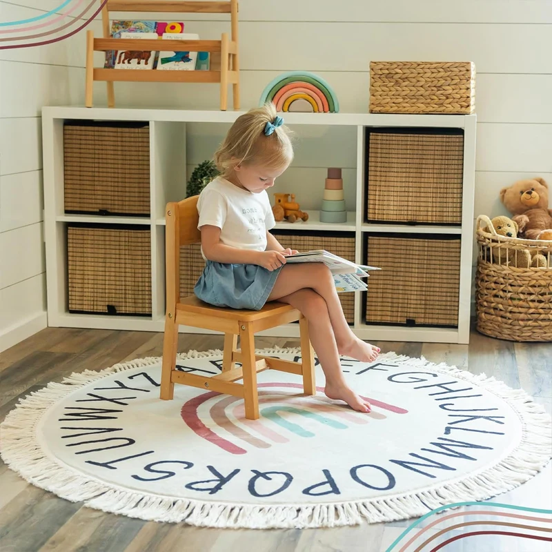 

Baby Play Mat Nursery Carpet Bedroom Round Rug Cute Bedside Rugs Tassel Carpets Children Room Decor Floor Mats Ковер שָׁטִיחַ