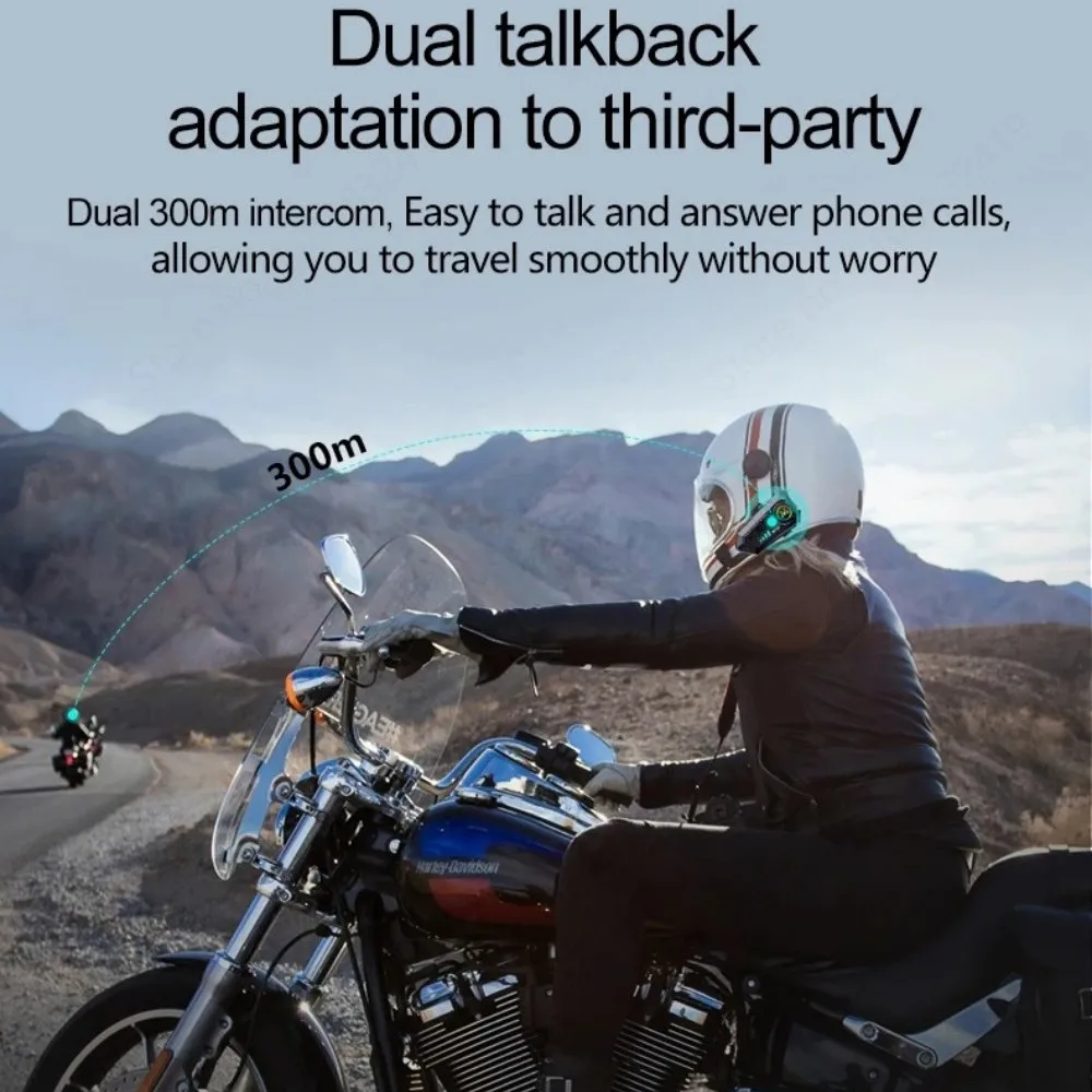 Motorcycle Helmet Intercom Headset Wireless Bluetooth Earphone For iPhone Android Ios Moto 300m Walkie Talkie Mic Helmet Headset